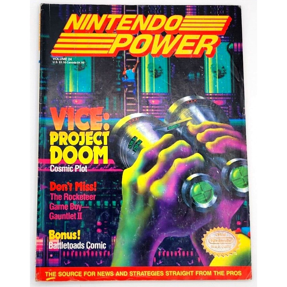 NINTENDO POWER MAGAZINE VOL. 24 '91 VICE:PROJECT DOOM ROCKETEER GAUNTLET 2